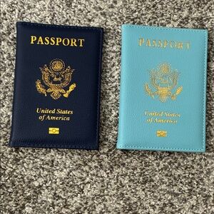 Set of Two Passport Covers - Blue and Teal